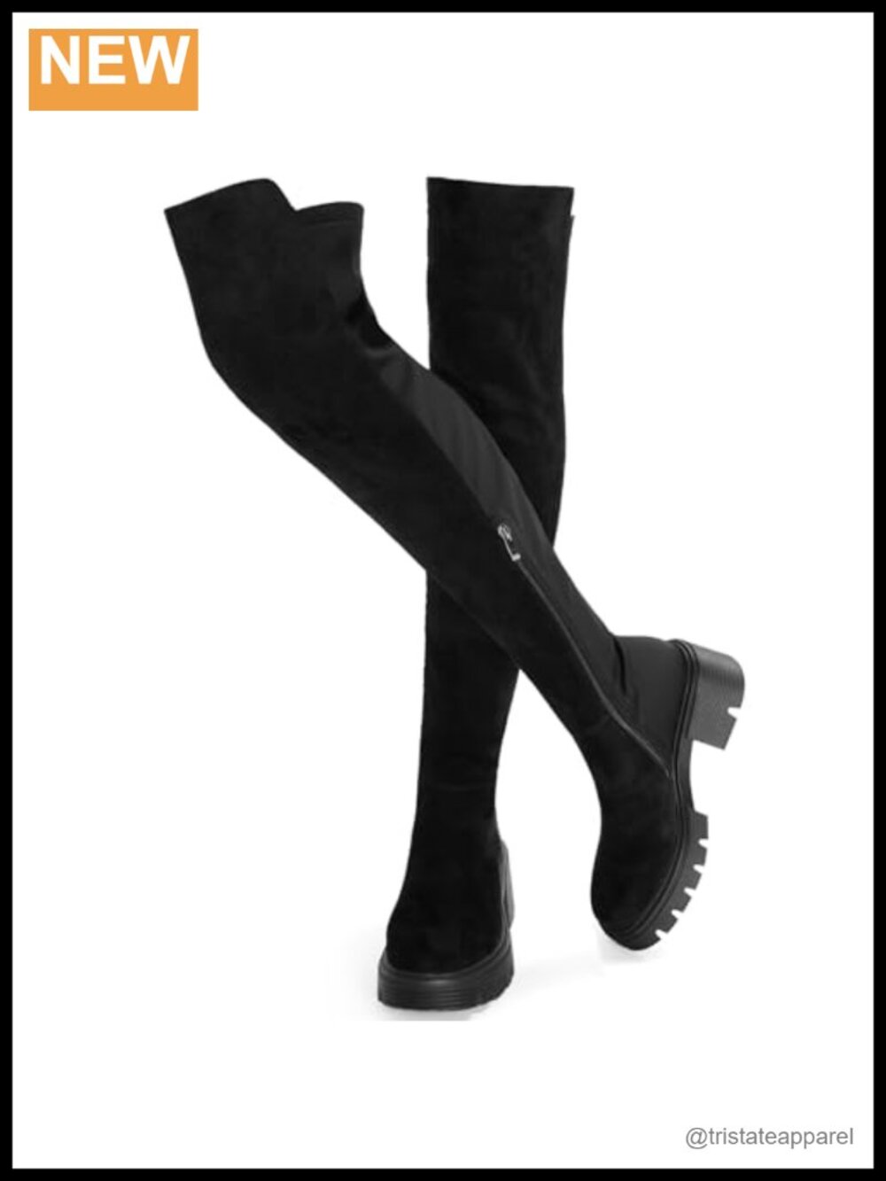 Suede Over The Knee Thigh High Boots Chunky Heel Platform Zip